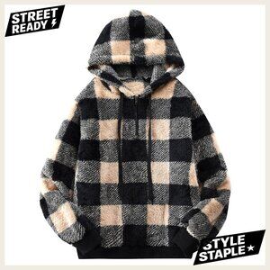 Women's Sherpa Quarter Zip Hoodie with Pockets, Fleece Pullover Sweatshirt